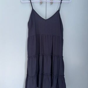 She + Sky Dark Blue Tiered Dress with Tie Back